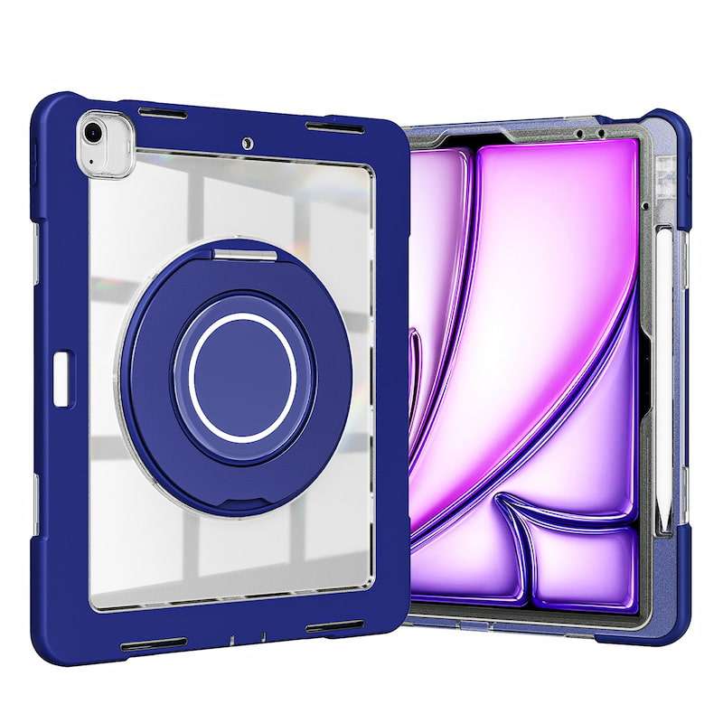 Rotatable Holder/720 Rotating Stand Silicone Protective Case with Pencil Holder for iPad Air 11/Air 6 2024