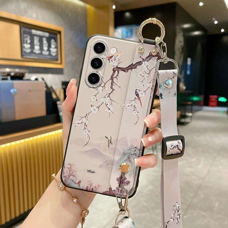 Crossbody Lanyard and Wrist Strap Silicone Phone Case for Samsung Galaxy S21 Series with Detachable Adjustable Strap