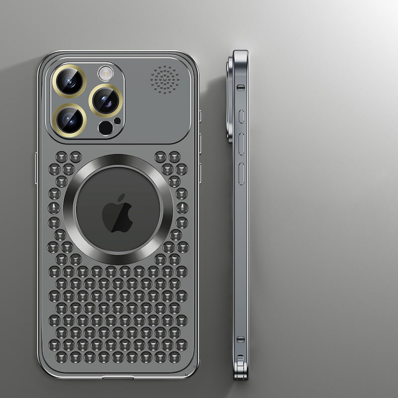 Aromatherapy Spring Loaded Metal Magsafe Aluminum Alloy  Case for iPhone 12 Series--Hollow Design Heat Dissipation