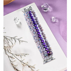 Crystal Pearl & Hematite Elastic Beaded Bracelet Watch Band