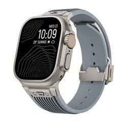 Titanium-colored Metal Connector Silicone Watch Band