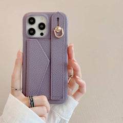 Wallet Card Holder Phone Case with Wrist Strap for iPhone 16 Series