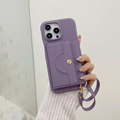 Wallet Phone Case with Lanyard and Mirror for iPhone 15 Series