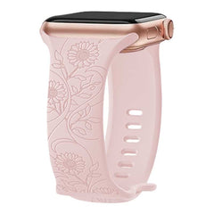 Engraved Pattern Silicone Watch Bands Straps with Butterfly Clasp