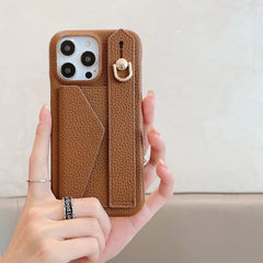 Wallet Card Holder Phone Case with Wrist Strap for iPhone 16 Series