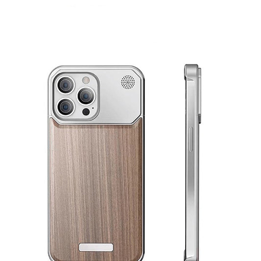 Walnut Wood Aluminum Alloy Frameless Shell  Magnetic Aromatherapy(Fragrance Release) Case for iPhone 16 Series