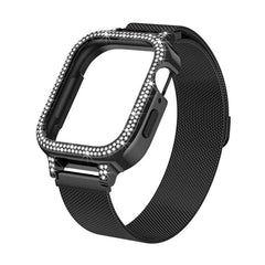 TPU Fram with Integrated Faux Diamond-Studded and Metal Watch Bands