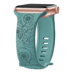 Engraved Pattern Silicone Watch Bands Straps with Butterfly Clasp