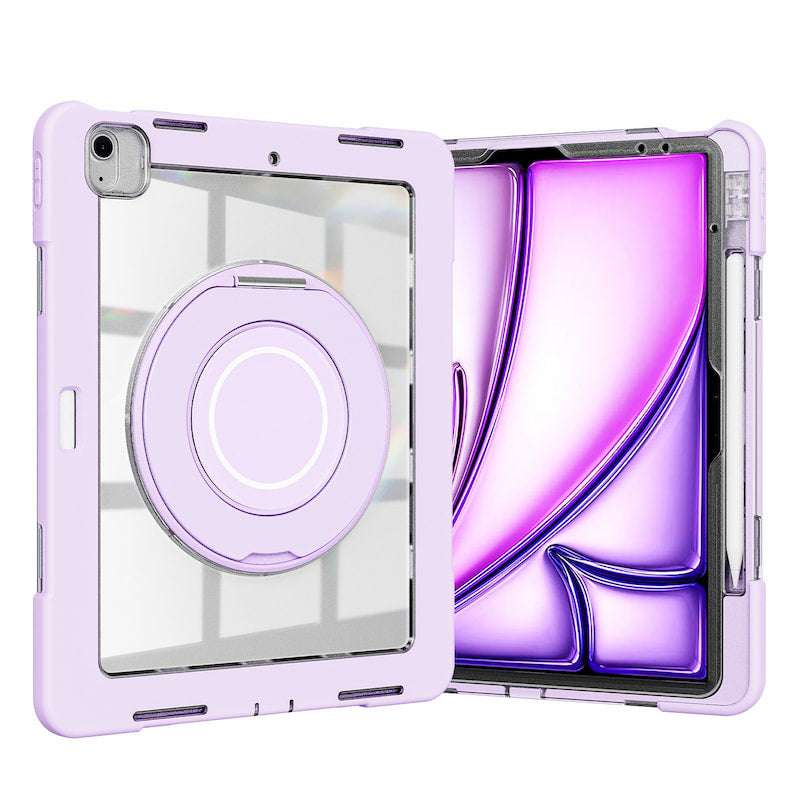Rotatable Holder/720 Rotating Stand Silicone Protective Case with Pencil Holder for iPad Air 11/Air 6 2024