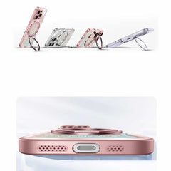 Rose Pink Wavy Shell Texture Rabbit Magsafe (Magnetic) Stand Phone Case for iPhone 13 Series