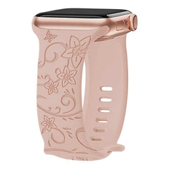 Engraved Pattern Silicone Watch Bands Straps with Butterfly Clasp