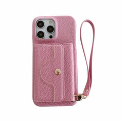 Wallet Phone Case with Lanyard and Mirror for iPhone 15 Series