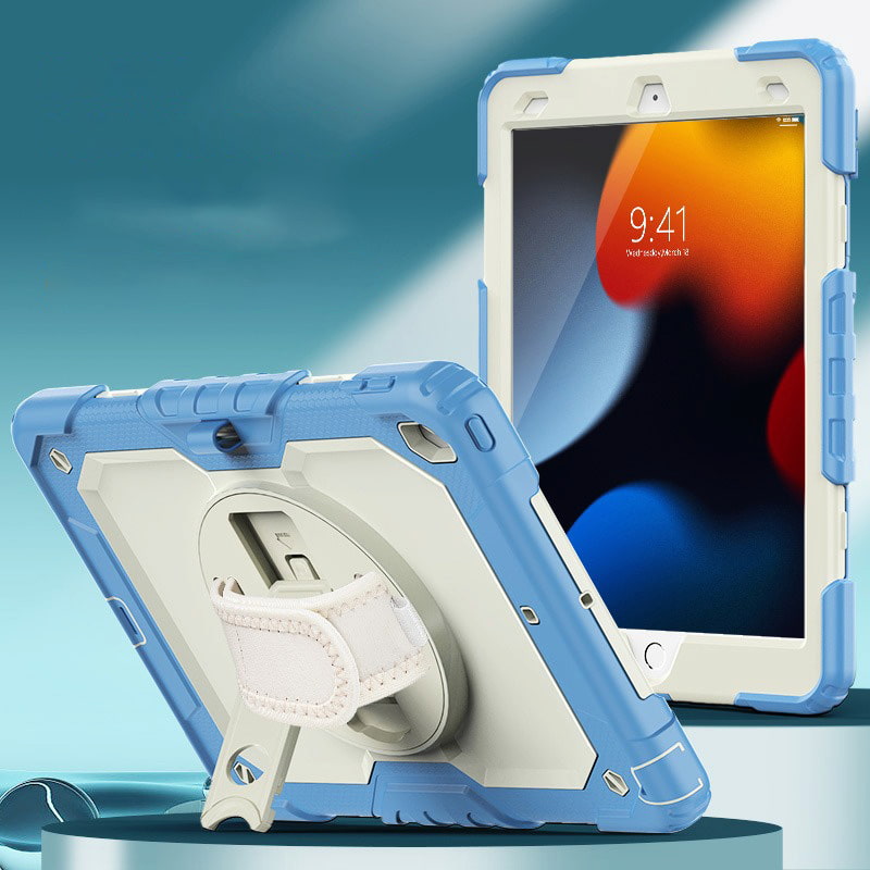 Silicone Tablet Protective Case with Strap, Stand, and Pen Slot/Pencil Holder for iPad Series